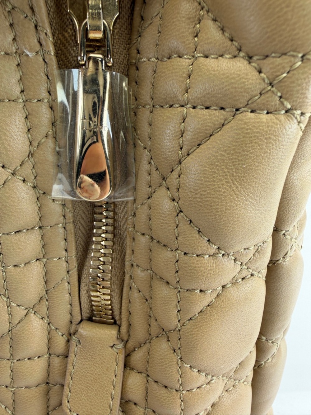 Christian Dior Tan Lambskin Soft Lady Cannage Quilted Chain Tote - Picture 6 of 16